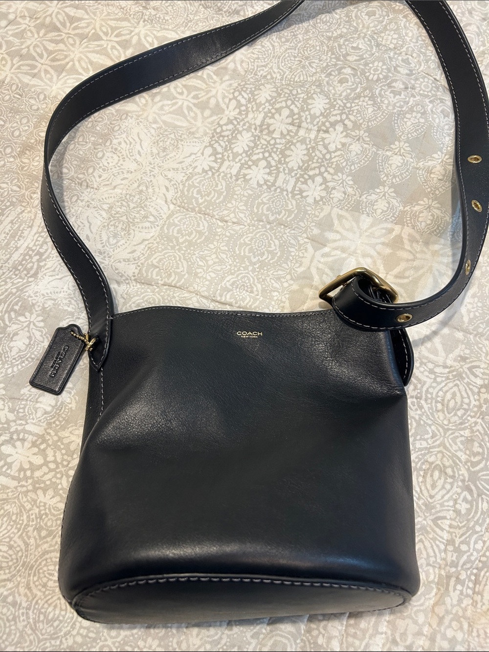 Coach Black Leather Crossbody with Gold Hardware